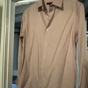 Banana Republic Men's Light Brown Checkered Dress Shirt